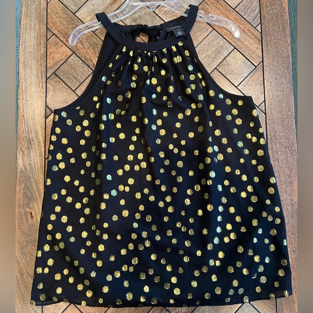 Halogen Black Halter Polka Dot Camisole
